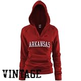 Arkansas Razorbacks Ladies Cardinal Rugby Deep-V Vintage Hoody Sweatshirt