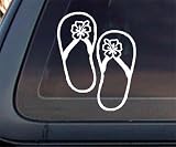 Hibiscus Flower on Flip Flop Car Decal / Sticker - White