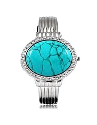 Bling Jewelry Bora Twilight Bella Style Oval Turquoise Cuff Crystal Watch