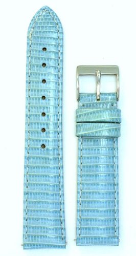 Ladies Genuine Lizard Watchband Color Aqua Size 18mm Watch Band