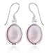Silver Oval Pink Mother-of-Pearl Drop Earrings