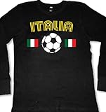 Italian Flags International Retro Soccer Mens Thermal Shirt, Italia National Pride Mens Long Sleeve Thermal Shirt, Small, Black