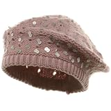 Sequin Knit Beret - Pink W08S70D