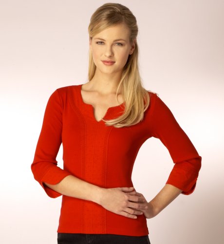 Per Una 3/4 Sleeve Dobby Patch Top clothing