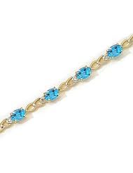 14kt Yellow Gold Oval Blue Topaz and Diamond Bracelet