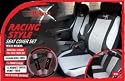 14pce Racing Mesh Universal Car Seat Covers - Black/Grey
