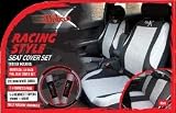 14pce Racing Mesh Universal Car Seat Covers - Black/Grey