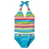 Girls' Xhilaration 2-pc. Stripe Tankini - Turquoise Foil