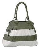 Striped Canvas Shoulder Bag, Khaki