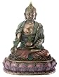 Medicine Buddha - Healer Statue Tibetan Buddhism Antique Bronze Finish with Hand-painted Color Accents Standard