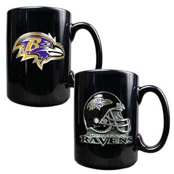 NFL Baltimore Ravens Two Piece Coffee Mug Set- Primary & Helmet Logo