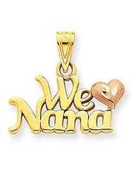 14k Rose and Yellow Gold We Heart Nana Grandma Pendant