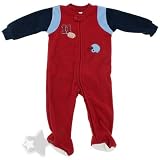 Football Blue and Red Footed Sleeper Pajamas for Toddler and Baby Boys