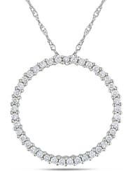14k White Gold Diamond Circle Pendant (0.5 Cttw, G-H Color, I1-I2 Clarity) (17")