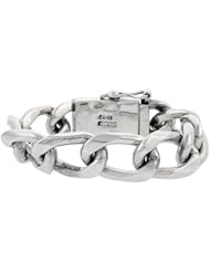 Gents Sterling Silver Cuban Link Bracelet Handmade 5/8 inch wide, sizes 8, 8.5 & 9 inch