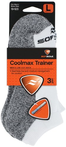 SOFSOLE Coolmax Runner Mens Performance Socks (Large, White/Grey) On Sale