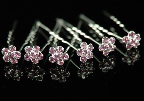 Moeni Bridal Wedding Prom Crystal Flower Hair Styling U Pins - 10 Pins (Purple)