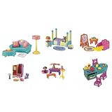 Dora the Explorer Talking Dollhouse Multi Pack Furniture Set - Playroom, Bedroom, Living Room, Kitchen, Bathroom and Pet Set (Packaged in White Box - See Picture)