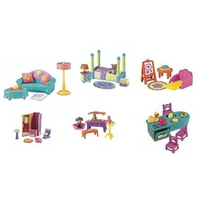 Dora the Explorer Talking Dollhouse Multi Pack Furniture Set - Playroom, Bedroom, Living Room,... by Dora's Talking Dollhouse