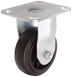 RWM Casters 30 4″ Diameter Rubber On Iron Wheel Kingpin Light Medium Duty Rigid Plate Caster with Roller Bearing, 4-1/4″ Length X 3-3/4″ Width Plate, 250 lbs Capacity Range