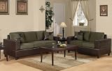 Bobkona Seattle Microfiber Sofa and Loveseat 2-Piece Set in Sage Color