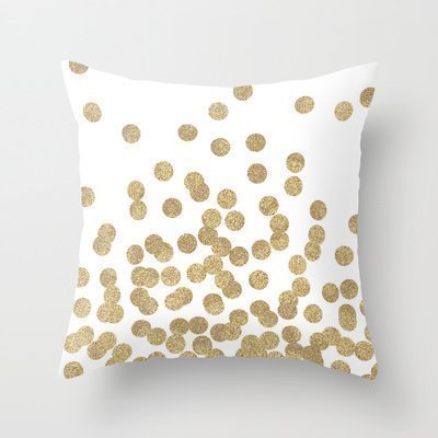 Simple Design Cheap Pillowcase Gold Glitter Dots In Scattered Pattern Throw Pillow