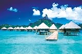 TAHITI WATER HUTS TROPICAL ISLAND 24X36 POSTER 33126