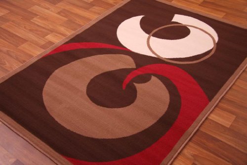 Brown, Cream & Red Rug 120cm x 170cm (3ft 11 x 5ft 7) Shiraz