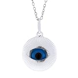 Blue Evil Eye Sterling Silver Charm Pendant Necklace W/18