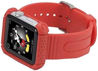 Smarfan Watch Band for Apple Watch All In One Ultra Rugged Active Workout Case/Band, Poetic [Rugged BAND] Apple Watch 42mm Case+Band Ultimate Shock Protection (Red)