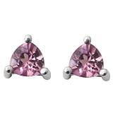 14k White Gold 4.5mm Trillion Pink Tourmaline Stud Earrings