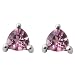 14k White Gold 4.5mm Trillion Pink Tourmaline Stud Earrings