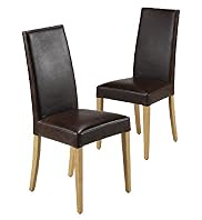 2 Alton Antiqued-Leather Dining Chairs