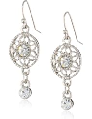 1928 Jewelry "Bridal Crystal" Silver-Tone Crystal Drop Earrings