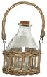 Hand Woven Grey Brown Willow Basket with Small Glass Wasp & Hornet Trap 7"H Set / 2
