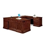Arlington Medium Walnut UDesk with Right Bridge