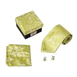 Green Paisley Tie, Cufflinks, Hanky, Matching Same Fabric Box Set fashion design DS1039