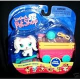 Littlest Pet Shop White Maltese Puppy with Wagon