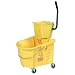 Continental 335-312YW Yellow 35 Quart Splash Guard Mop Bucket with SW12 Side-Press Wringer