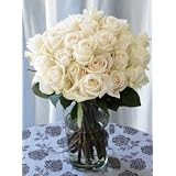 Two Dozen Snowy White Roses