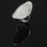 Silvertone Pave Style CZ Knuckle Fashion Ring