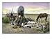 Man and His Dogs Camped by their Covered Wagon on the Great Plains Giclee Poster Prin...