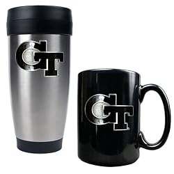 Georgia Tech Yellowjackets NCAA Stainless Travel Tumbler And Ceramic Mug Set by Great American Products