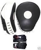 Curved Focus pads , Hook & Jab Pads with Gloves, Boxing martial arts , kickboxing Black & White