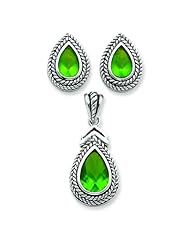 Sterling Silver Cubic Zirconia Earring and Pendant Set