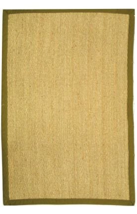 Safavieh Natural Fibers Collection NF115G Natural and Olive Seagrass Area Rug, 5-Feet by 8-Feet