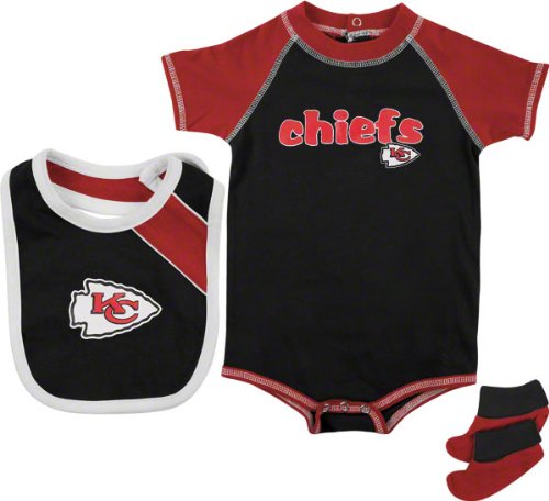 Reebok Kansas City Chiefs Infant Black-Red Creeper, Bib & Bootie Set
