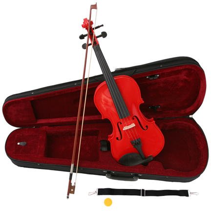 Childrens Toyshop  Musical Instruments : Red 4/4 Violin with Bow, Free Case, and Accessories