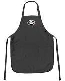 Georgia Bulldogs Apron NCAA College Logo Black University of Georgia TOP RATED for Grilling, Barbecue, Kitchen and Cooking Best Unique Gifts for a Man, Men, HIM HER Women, Ladies. GIFT IDEA!