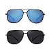 Retro Polarized Aviator Sunglasses Mirror Lightweight Eyeglasses for Men Women 2 Pack (Blue & Grey)